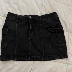 Black Denim Mini Skirt